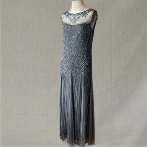 Gorgeous wedding bridal formal illusion lace mesh beaded dress India prom